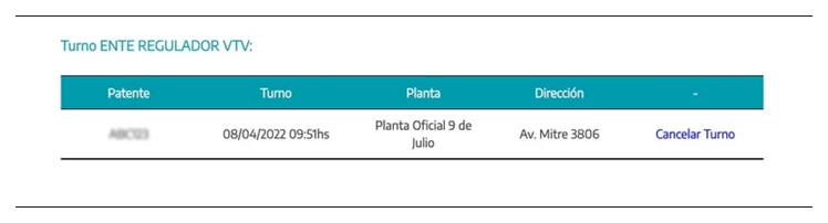 Paso 3 para consultar o cambiar el turno de la VTV en González Catán